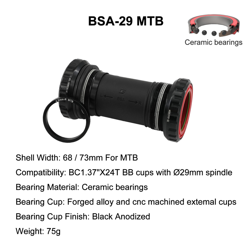 Senicx MTB bike bottom bracket BSA english thread 24mm 22mm 19mm 29mm 28.99mm dub ceramic and steel sealed bearing waterproof