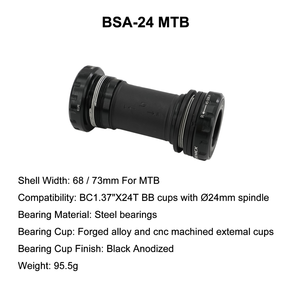 Senicx MTB bike bottom bracket BSA english thread 24mm 22mm 19mm 29mm 28.99mm dub ceramic and steel sealed bearing waterproof