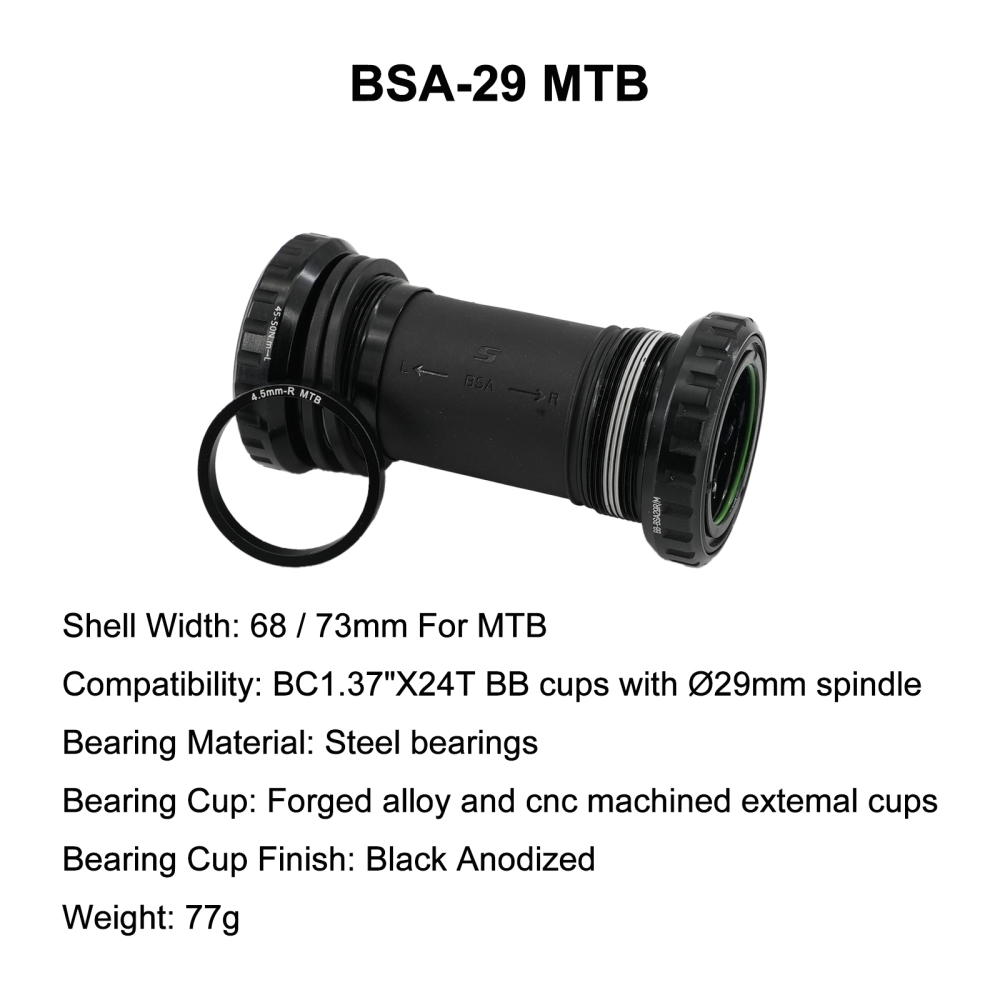 Senicx MTB bike bottom bracket BSA english thread 24mm 22mm 19mm 29mm 28.99mm dub ceramic and steel sealed bearing waterproof