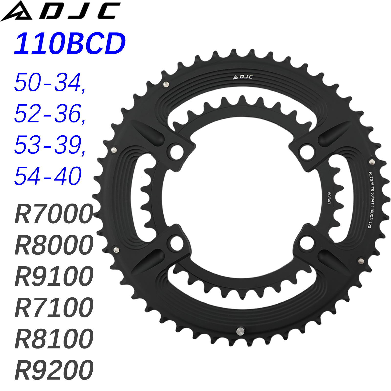 DJC Road Bike Chainring 110bcd 4 Bolts Round 2x Chainring