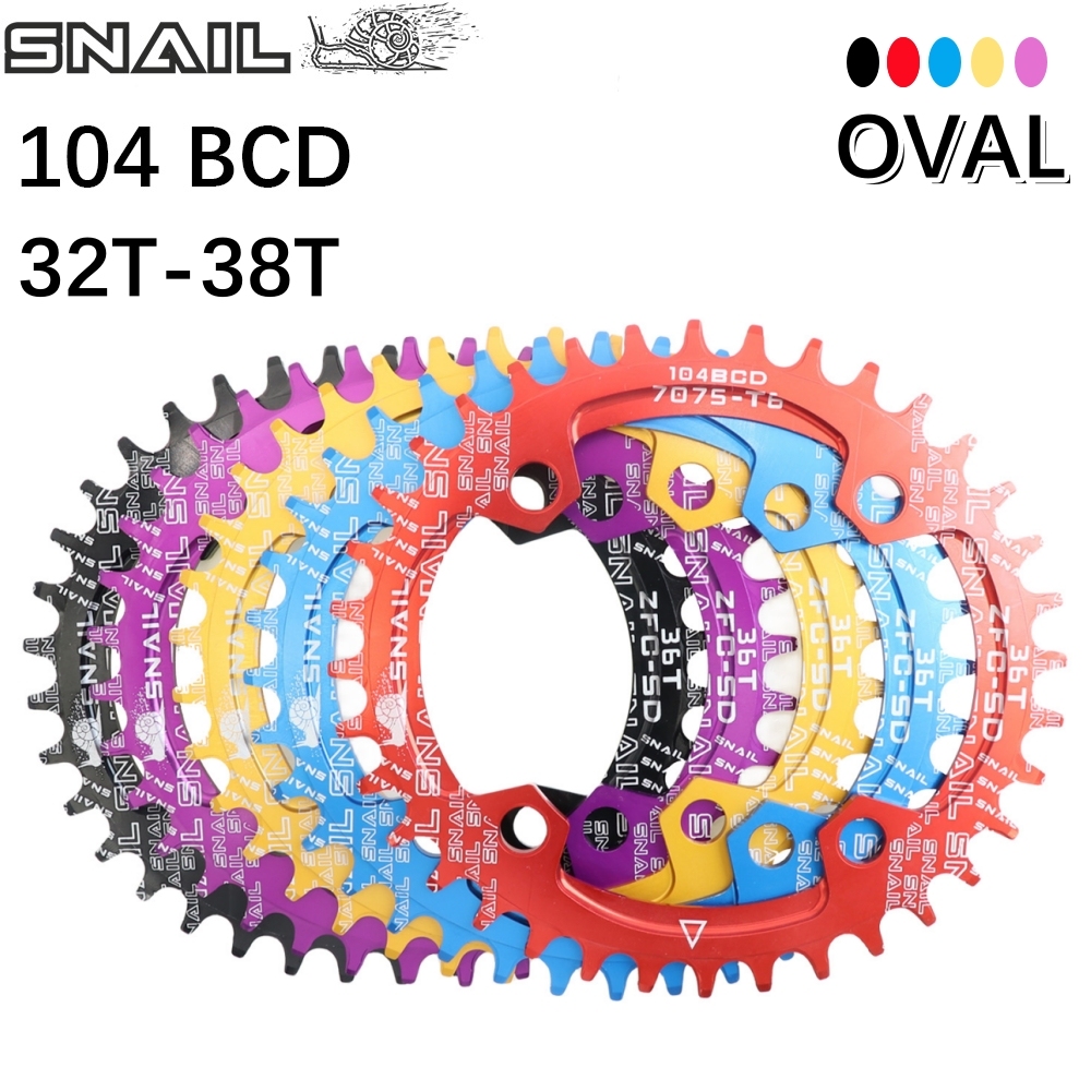 SNAIL Chainring 104BCD Oval 32 34 36 38T Tooth Narrow N Wide Single Ultralight Plate MTB Mountain Bike 104 BCD Road Chain Ring