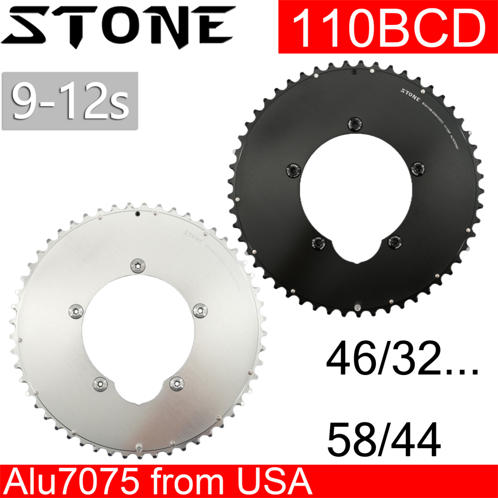 Stone 110bcd Double Chainring aero style for Shimano 11s 12s 5 Bolts Crank 12 Speed Road Bike Round 46 32t 52 36T 53 39T 54 40T 50 34 48 33T 2x