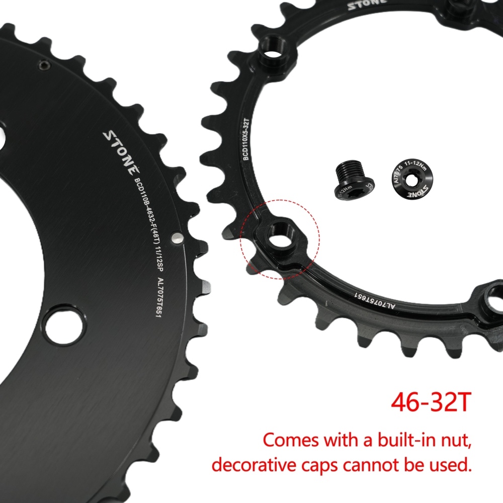 Stone 110bcd Double Chainring aero style for Shimano 11s 12s 5 Bolts Crank 12 Speed Road Bike Round 46 32t 52 36T 53 39T 54 40T 50 34 48 33T 2x