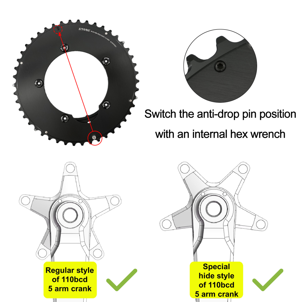 Stone 110bcd Double Chainring aero style for Shimano 11s 12s 5 Bolts Crank 12 Speed Road Bike Round 46 32t 52 36T 53 39T 54 40T 50 34 48 33T 2x