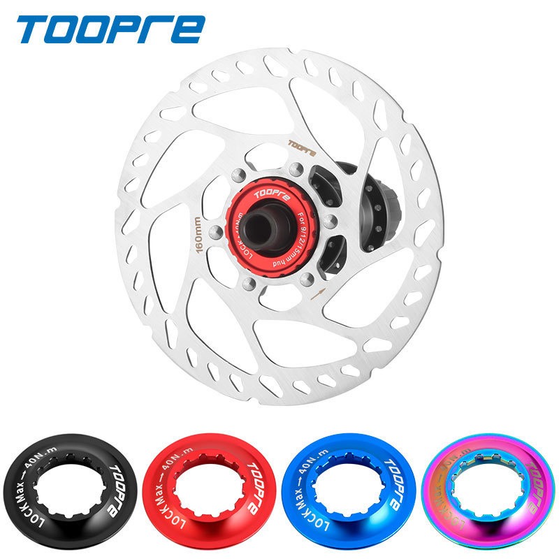 TOOPRE Mountain Bike Centerlock to 6-Bolt Disc Rotor Adapter, Inner and Outer Lock Covers for Centerlock Hub Disc Rotor
