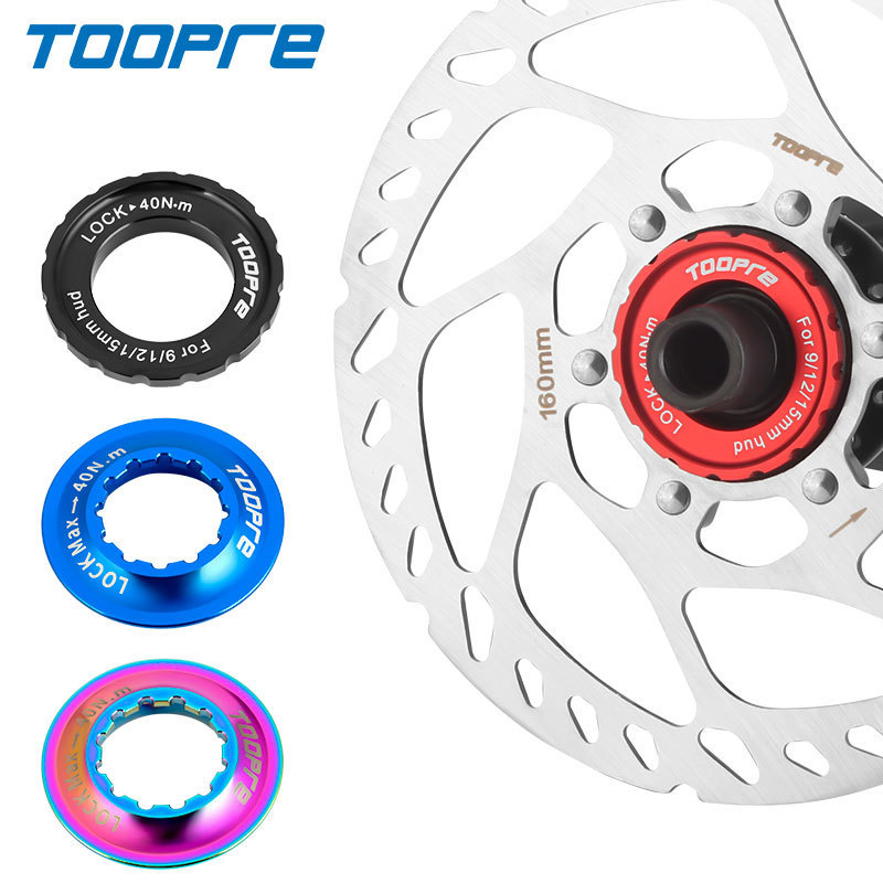 TOOPRE Mountain Bike Centerlock to 6-Bolt Disc Rotor Adapter, Inner and Outer Lock Covers for Centerlock Hub Disc Rotor