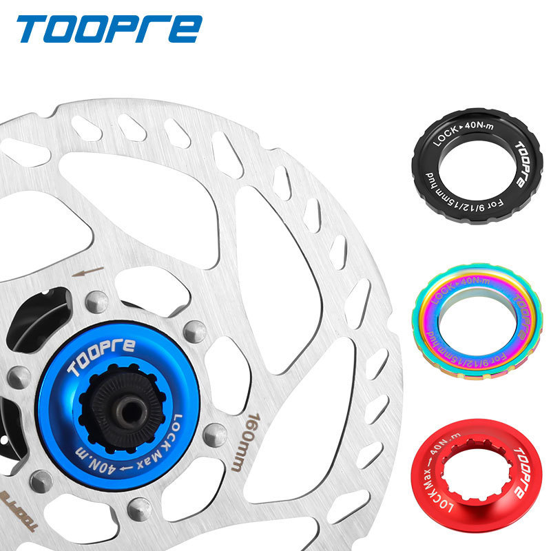 TOOPRE Mountain Bike Centerlock to 6-Bolt Disc Rotor Adapter, Inner and Outer Lock Covers for Centerlock Hub Disc Rotor