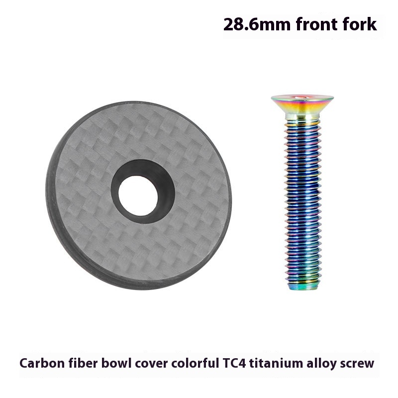 TOOPRE Bicycle Carbon Fiber Headset Cap Mountain Bike Stem Cap OD2 Fork Headset Cap with Titanium Alloy Screws