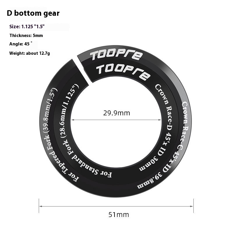 TOOPRE Bottom Bracket Converter Base for External Cup Sets Straight to Tapered Tube Adapter 28.6mm to 1.5 Front Fork