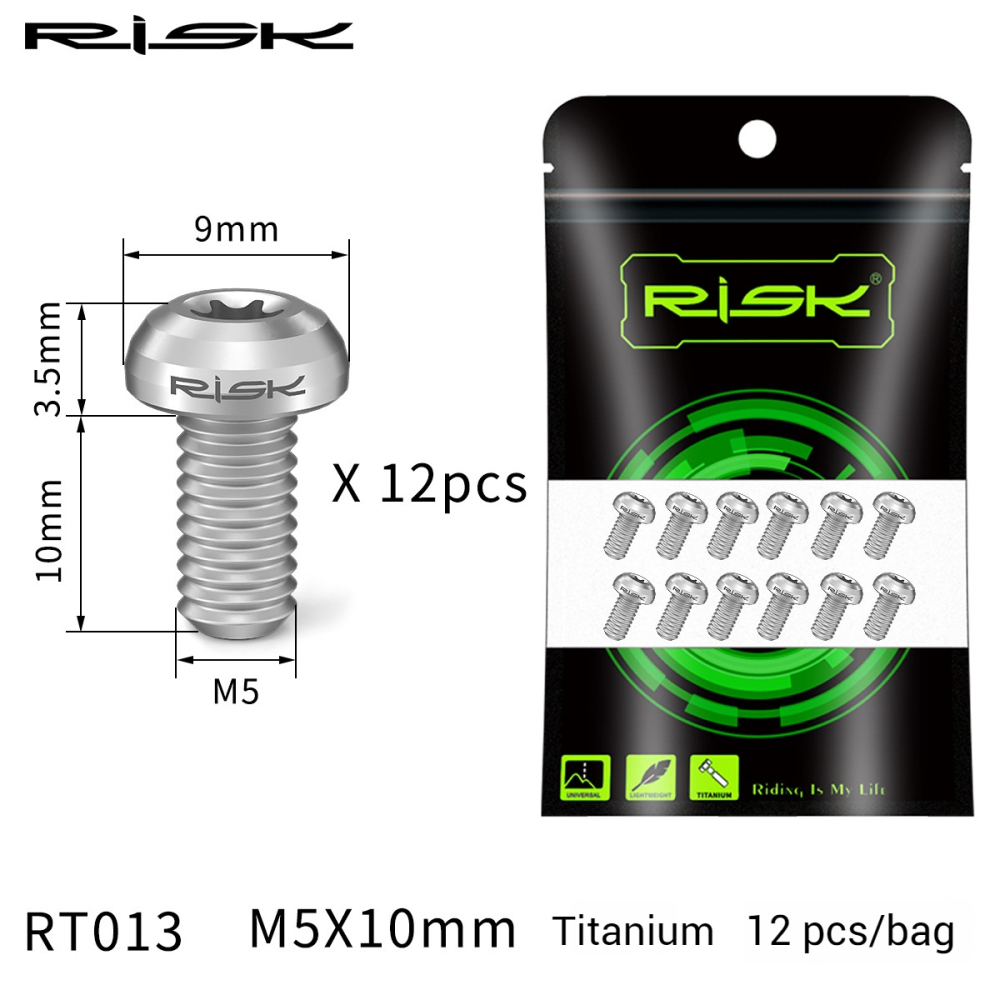 RISK Mountain Bike Titanium Alloy T25 Rotor Screws M5x10 for Disc Brake Rotor Fixation