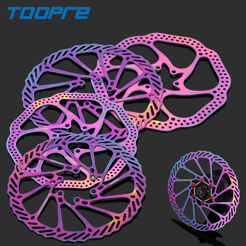 TOOPRE Bicycle Disc Rotor 160/180 Colorful Mountain Bike Disc Color Hollow Ultra-Light Six-Bolt Brake Rotor