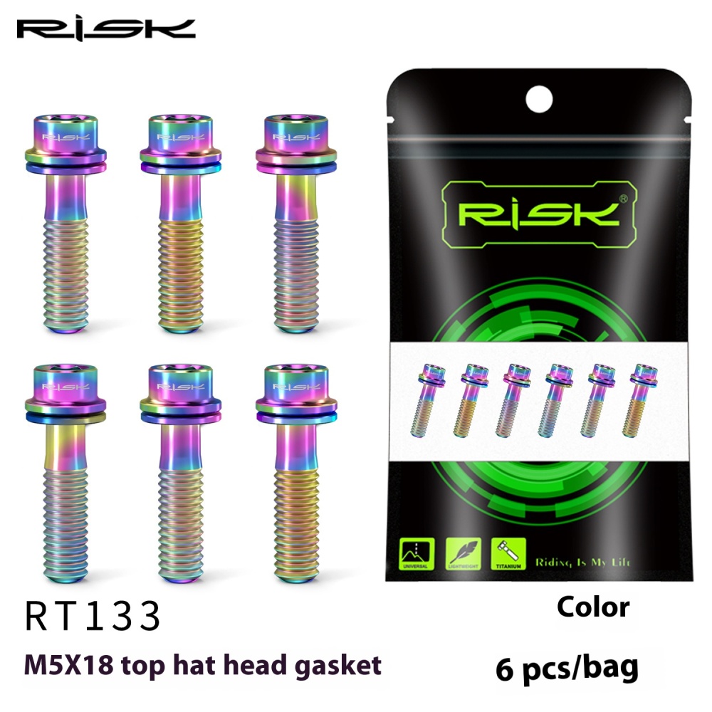 RISK M5x18/20mm Titanium Alloy Handlebar Stem Screw with Washer for Mountain Road Bike Fork Fixation