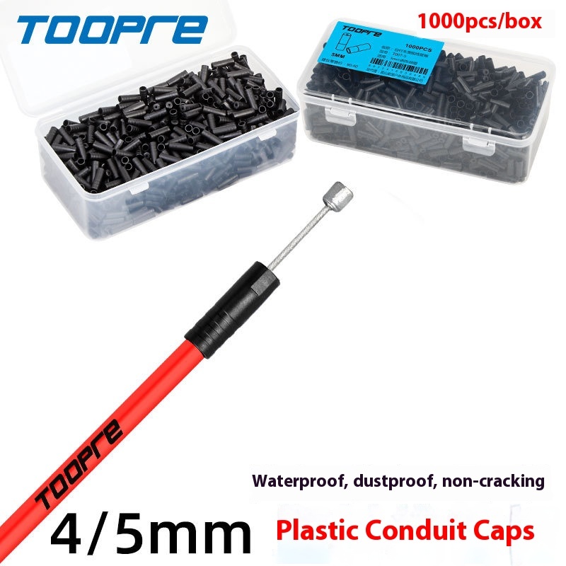 TOOPRE Mountain and Road Bike Plastic Cable End Caps for Gear and Brake Cables, 4/5mm
