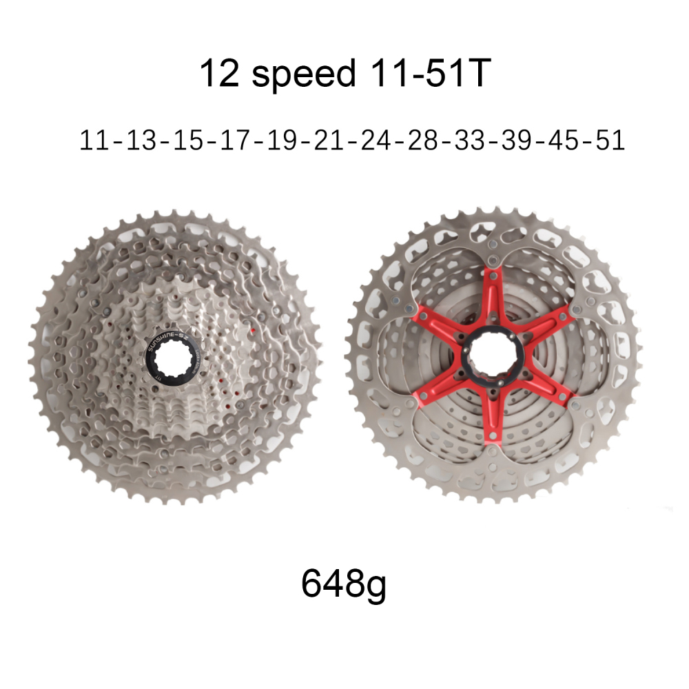 SUNSHINE HG Mountain Bike Cassette flywheel 7 / 8 / 9 / 10 / 11 / 12 / 13 Speed 11-28T 30T 32T 34T 36T 40T 42T 46T 50T 51T 52T High-Strength Steel Freewheel Compatible with Shimano SRAM MTB
