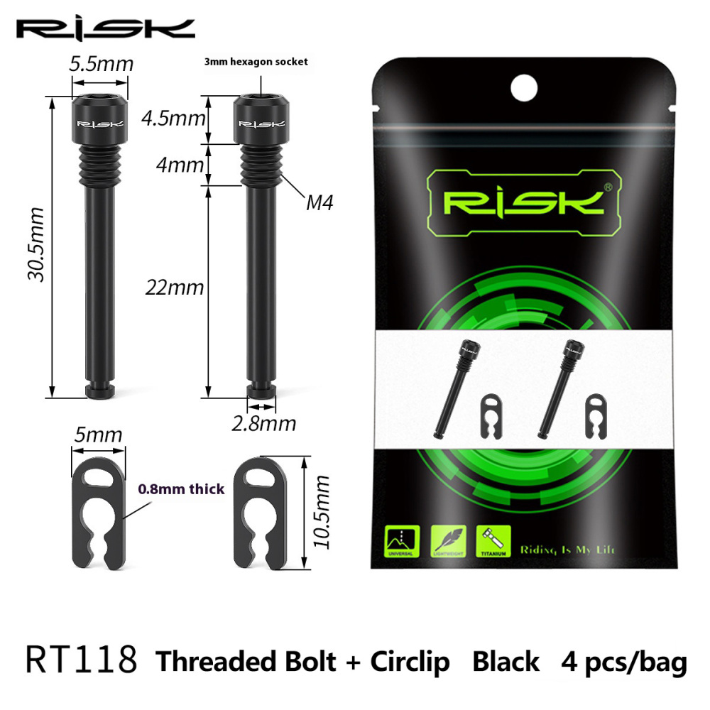 RISK Titanium Alloy Disc Brake Rotor Bolts for Mountain Bikes compatible with XT XTR Disc Brake Calipers RT117 / RT118