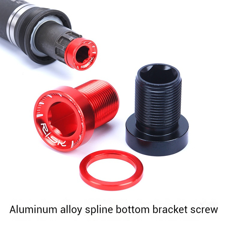 RISK Mountain Bike Spline Bottom Bracket Crank BB Screw Colorful Aluminum Alloy Hollow Non-waterproof Chainring Fixation