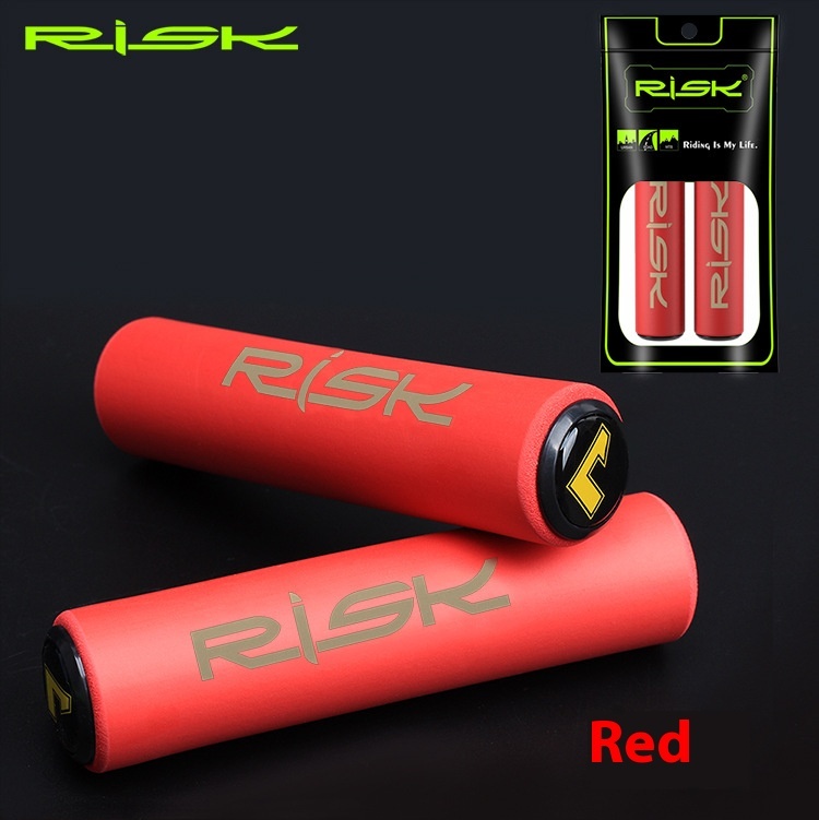 RISK Bicycle Handlebar Foam Grip Shock-Absorbing Foam Grip Mountain Bike Mini Bike Non-Slip Grip with Bar End Plugs
