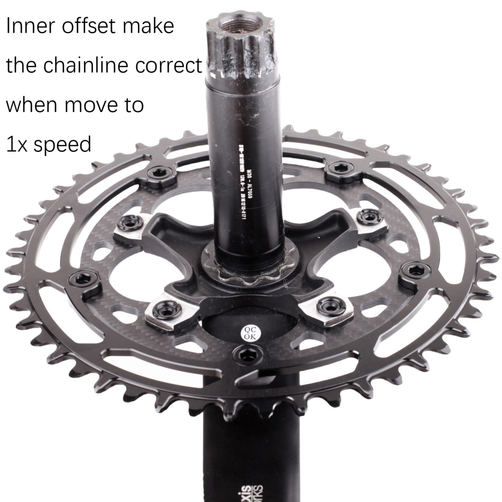 Stone Round Chainring 110BCD 5 Bolts 4mm Inner Offset Carbon fiber for Rotor Foce CX Sigeyi Xcadey QUARQ Bike 12s 12 Speed 110 BCD