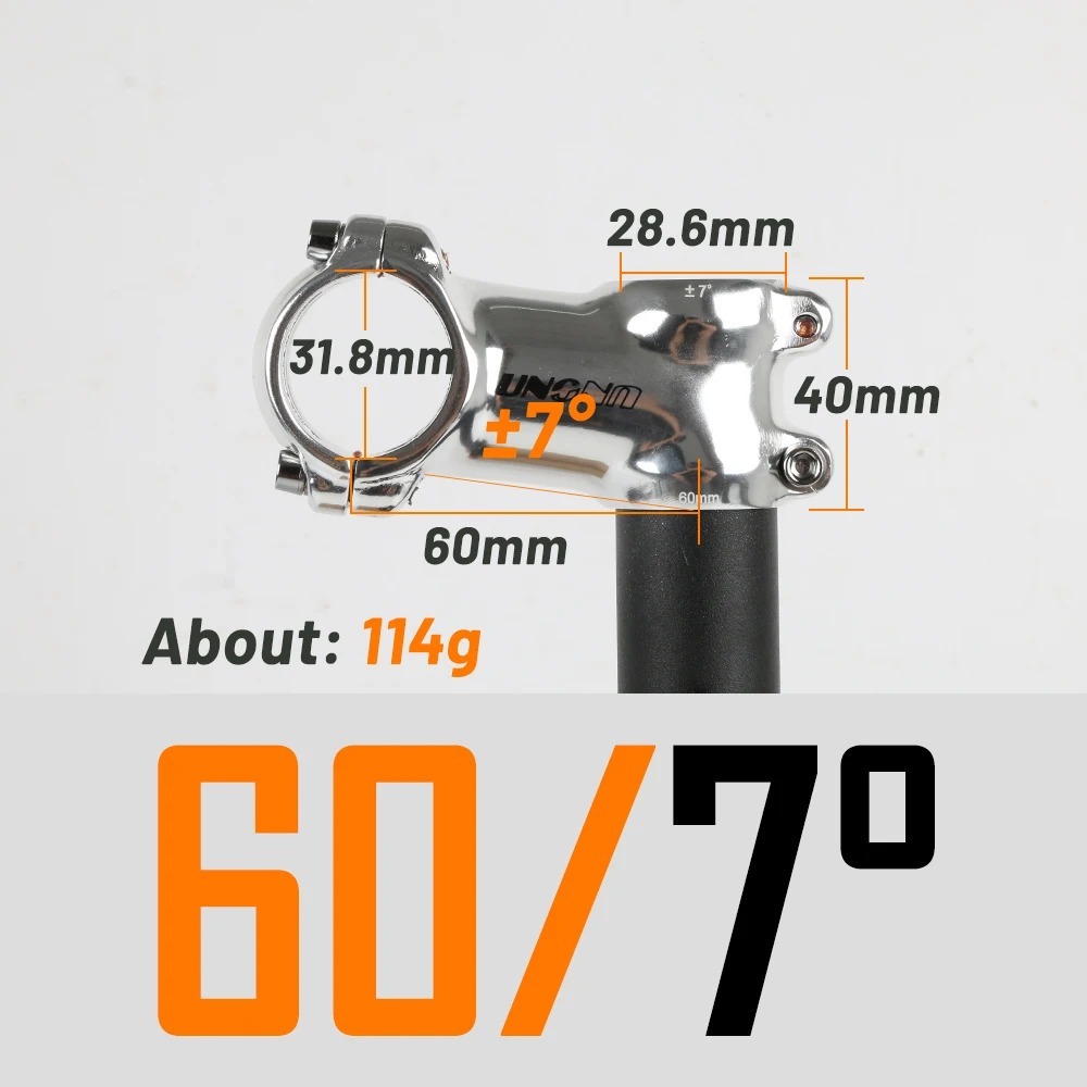 UNO Silver Bike Stem Ultralight 7 17 35 Degree MTB Road Stem for Fork 28.6 31.8mm 60/70/80/90/100/110/120/130mm Mountain Bicycle
