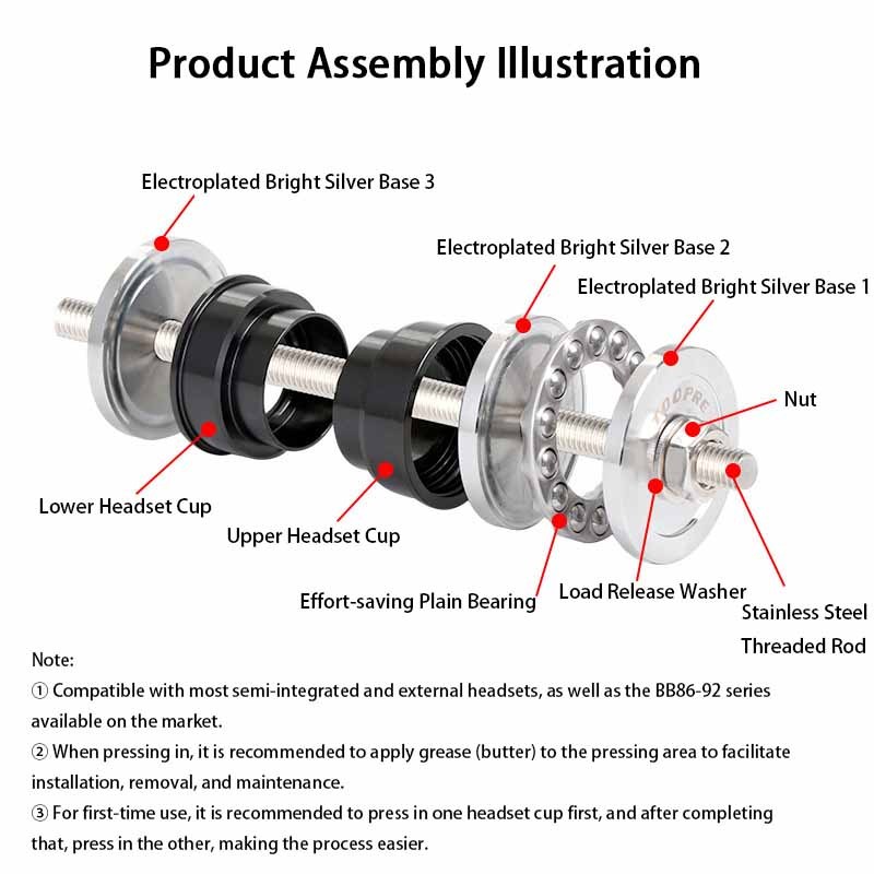 TOOPRE Bicycle Headset Press-Fit Tool For Most Semi-Integrated And External Headsets Available On The Market And BB86-92 Press-Fit Bottom Bracket Series