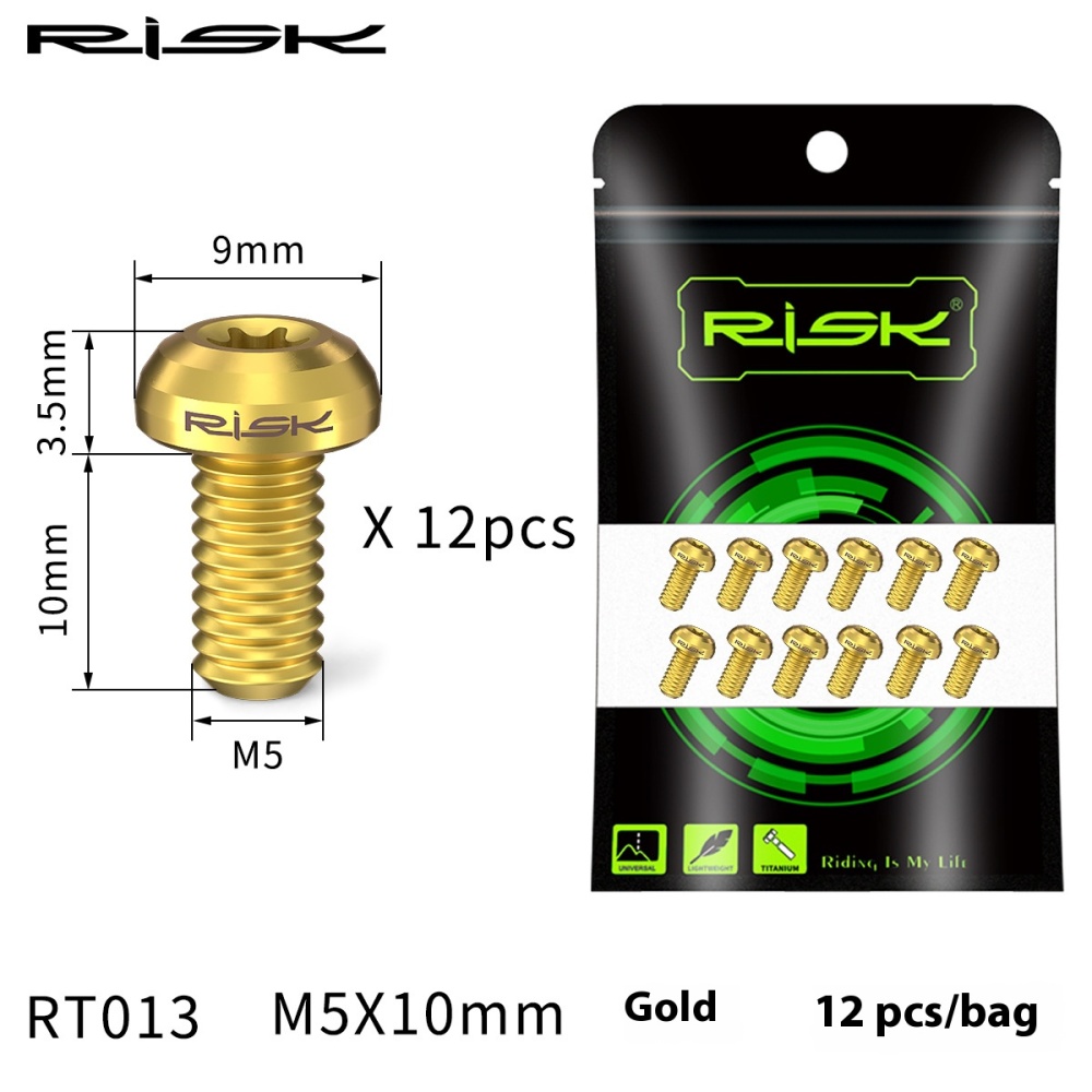RISK Mountain Bike Titanium Alloy T25 Rotor Screws M5x10 for Disc Brake Rotor Fixation
