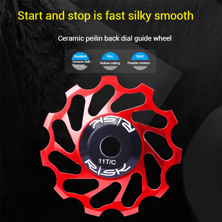 RISK Mountain/Road Bike Ceramic Rear Derailleur Guide Pulley 11T Aluminum Alloy Bearing Pulley Wheel