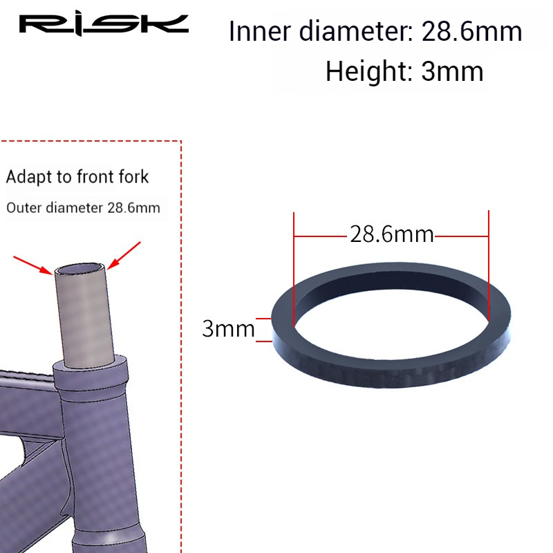 RISK Road Bike 28.6mm/31.8mm Fork Headset Carbon Fiber Washer OD2 Spacer Ring