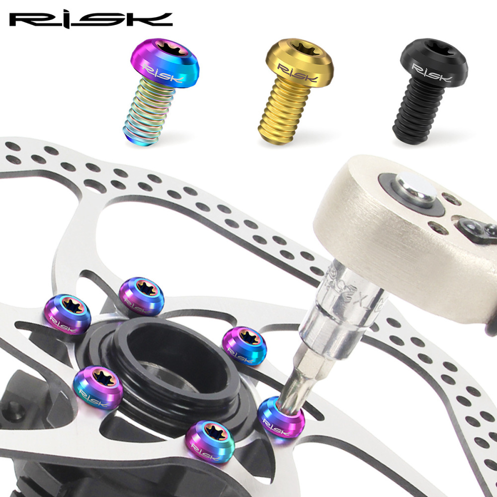 RISK Mountain Bike Titanium Alloy T25 Rotor Screws M5x10 for Disc Brake Rotor Fixation