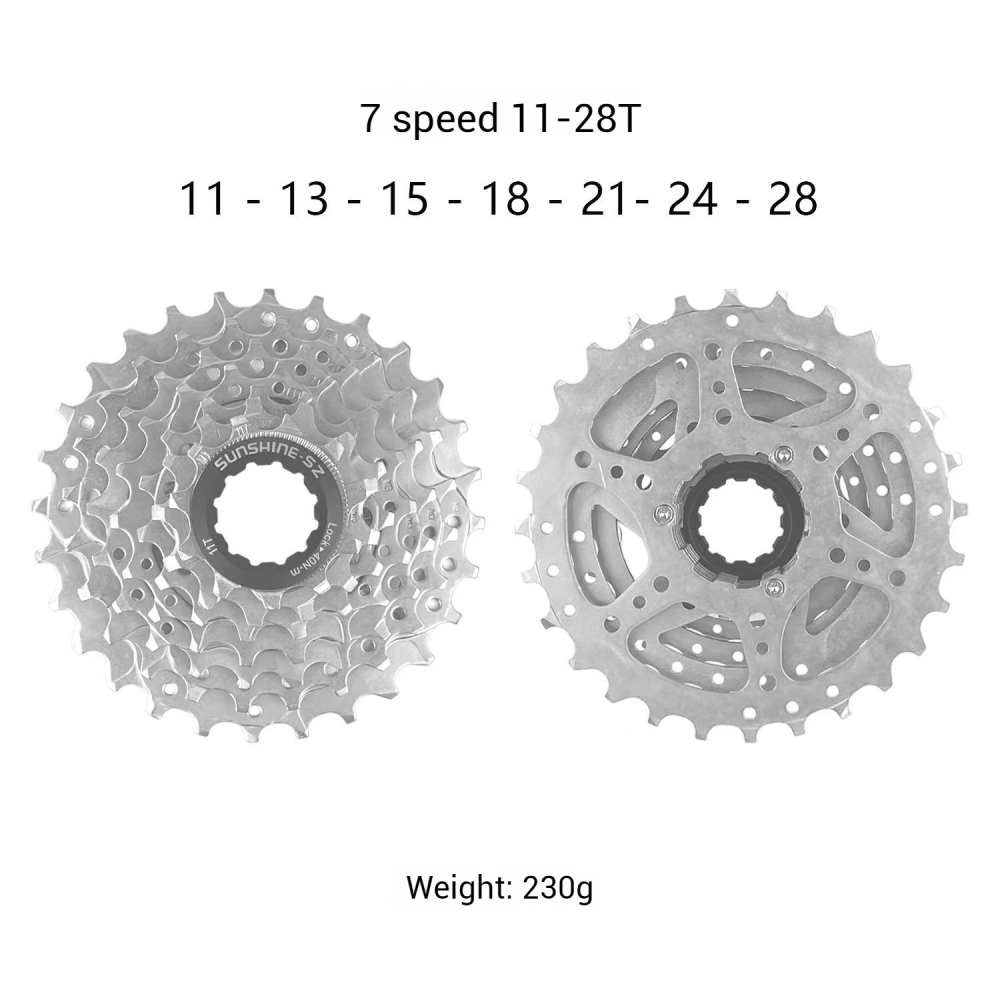 SUNSHINE HG Mountain Bike Cassette flywheel 7 / 8 / 9 / 10 / 11 / 12 / 13 Speed 11-28T 30T 32T 34T 36T 40T 42T 46T 50T 51T 52T High-Strength Steel Freewheel Compatible with Shimano SRAM MTB