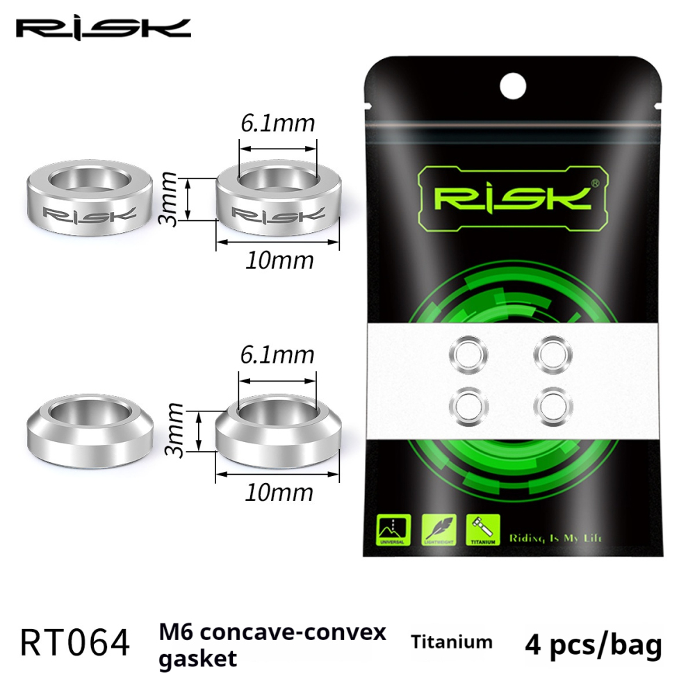 RISK Mountain and BMX Bike M6 Titanium Alloy Screws Concave-Convex Washers Brake Caliper XT Disc Brake Fixing XTR