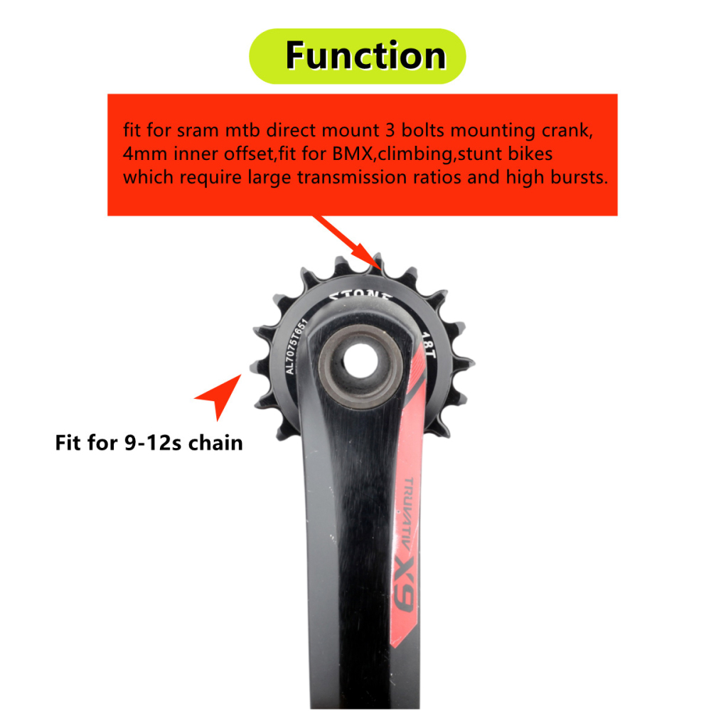Stone Bike Chainring Direct Mount for Sram 3pins 18t BMX Climbing MTB Bicycle Performance 18T Narrow Wide Tooth GXP DUB