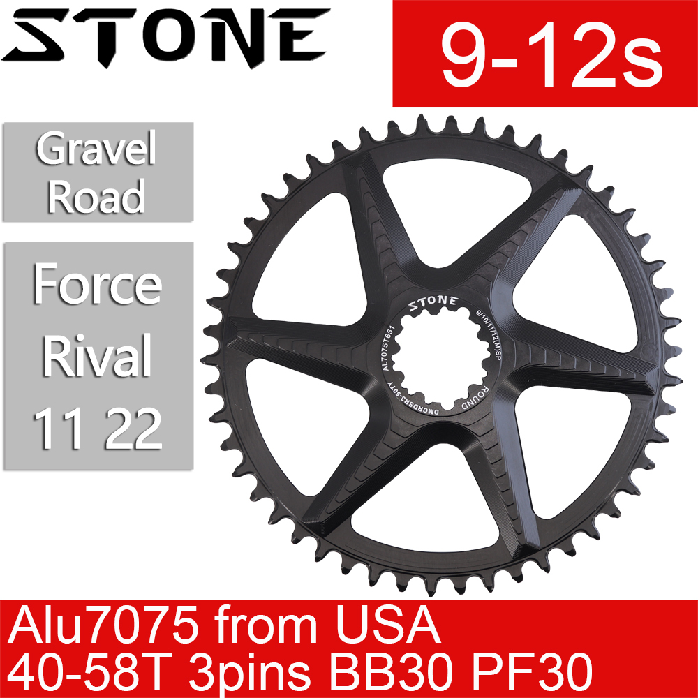 Stone Chainring for Gravel Rival 11 22 Force 11 22 Direct Mount DM Chainring Hollow Tooth Plate for Sram Road Bike 40 50 54 56t 3 pins