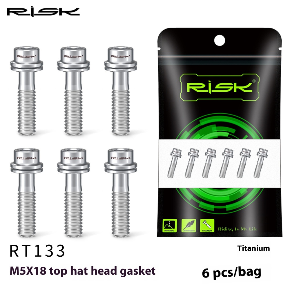 RISK M5x18/20mm Titanium Alloy Handlebar Stem Screw with Washer for Mountain Road Bike Fork Fixation