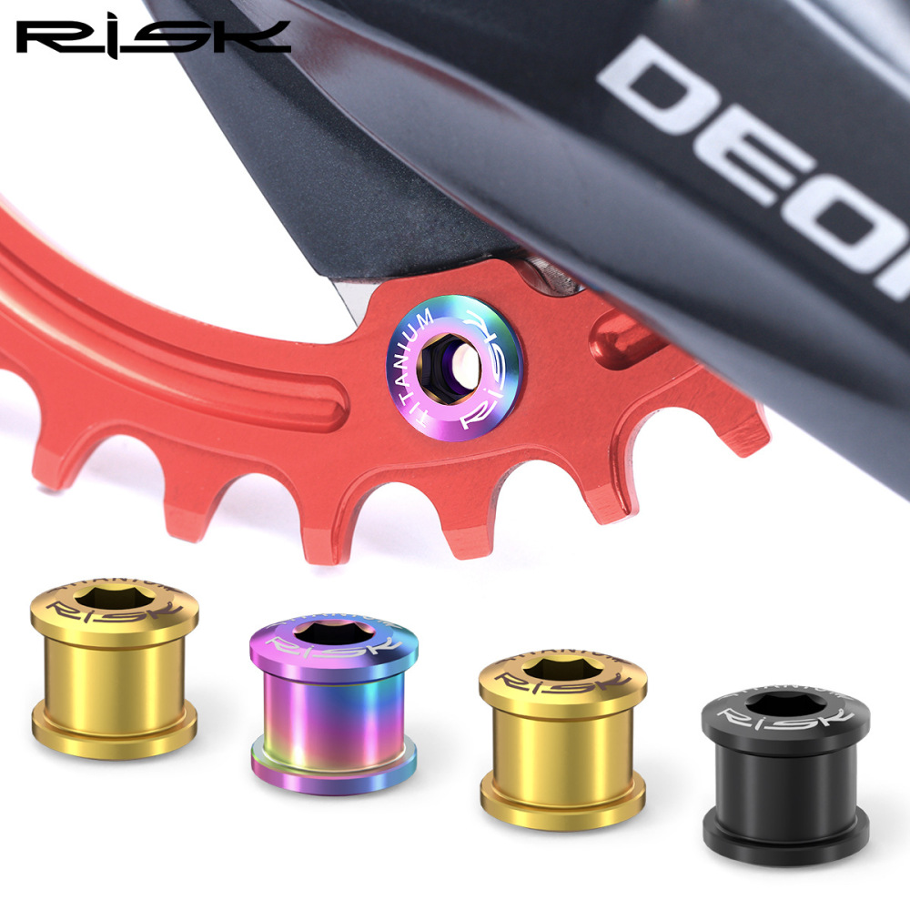 RISK 6.5mm Mountain Bike Titanium Alloy Single Chainring Bolts Screws for XT Chainring Fixing