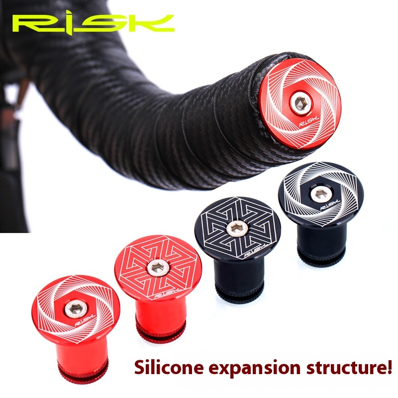RISK Mountain/Road Bike Handlebar End Plugs Aluminum Alloy Expansion Locking Bar End Caps with Handlebar Tape and Plug Cover