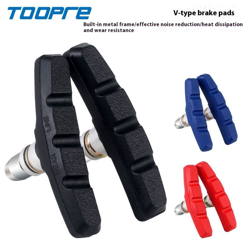 TOOPRE Mountain Bike V-Brake Pads Road Fixed Gear Bicycle Rubber Brake Pads Silent and Wear-Resistant C-Brake Blocks