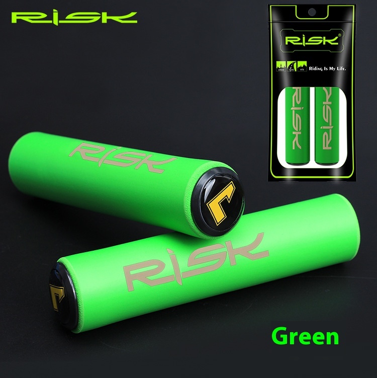 RISK Bicycle Handlebar Foam Grip Shock-Absorbing Foam Grip Mountain Bike Mini Bike Non-Slip Grip with Bar End Plugs