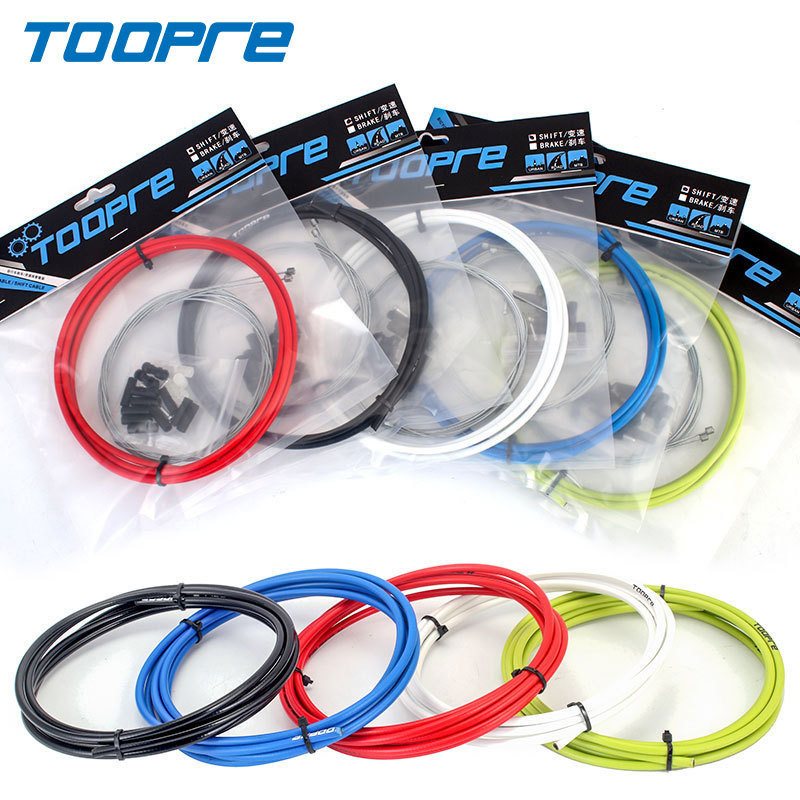 TOOPRE Bicycle Brake Cable Housing Kit Mountain/Road Bike Shift Cable Housing End Caps and Inner Cables