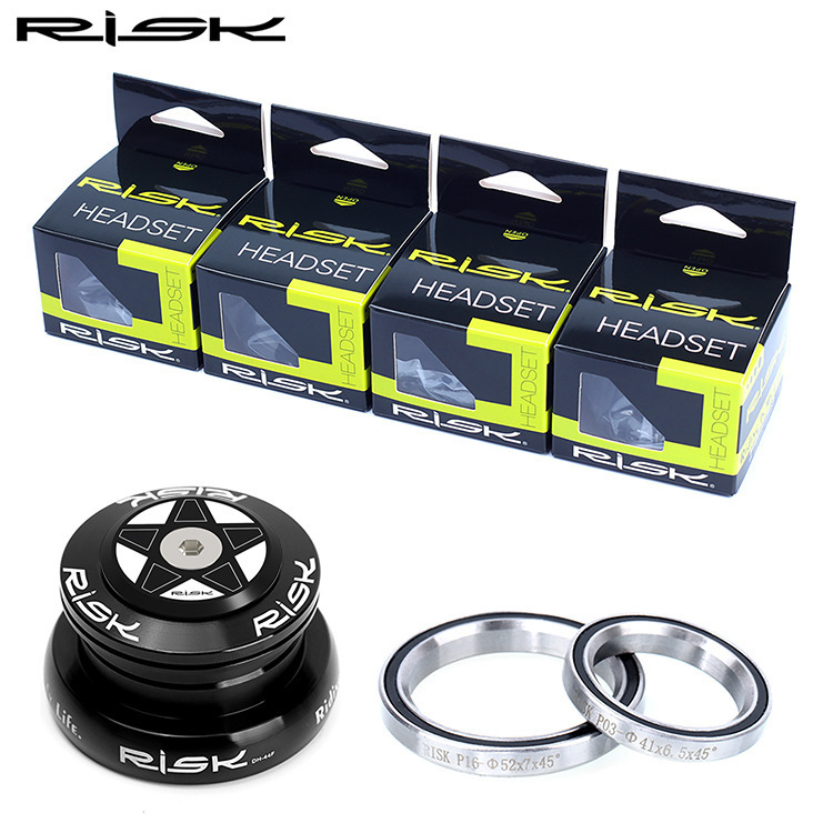 RISK 4mm Straight Tapered Tube Headset Bearing 1.5 Tapered Fork Crown Race Adapter Press-Fit Headset DH-44F