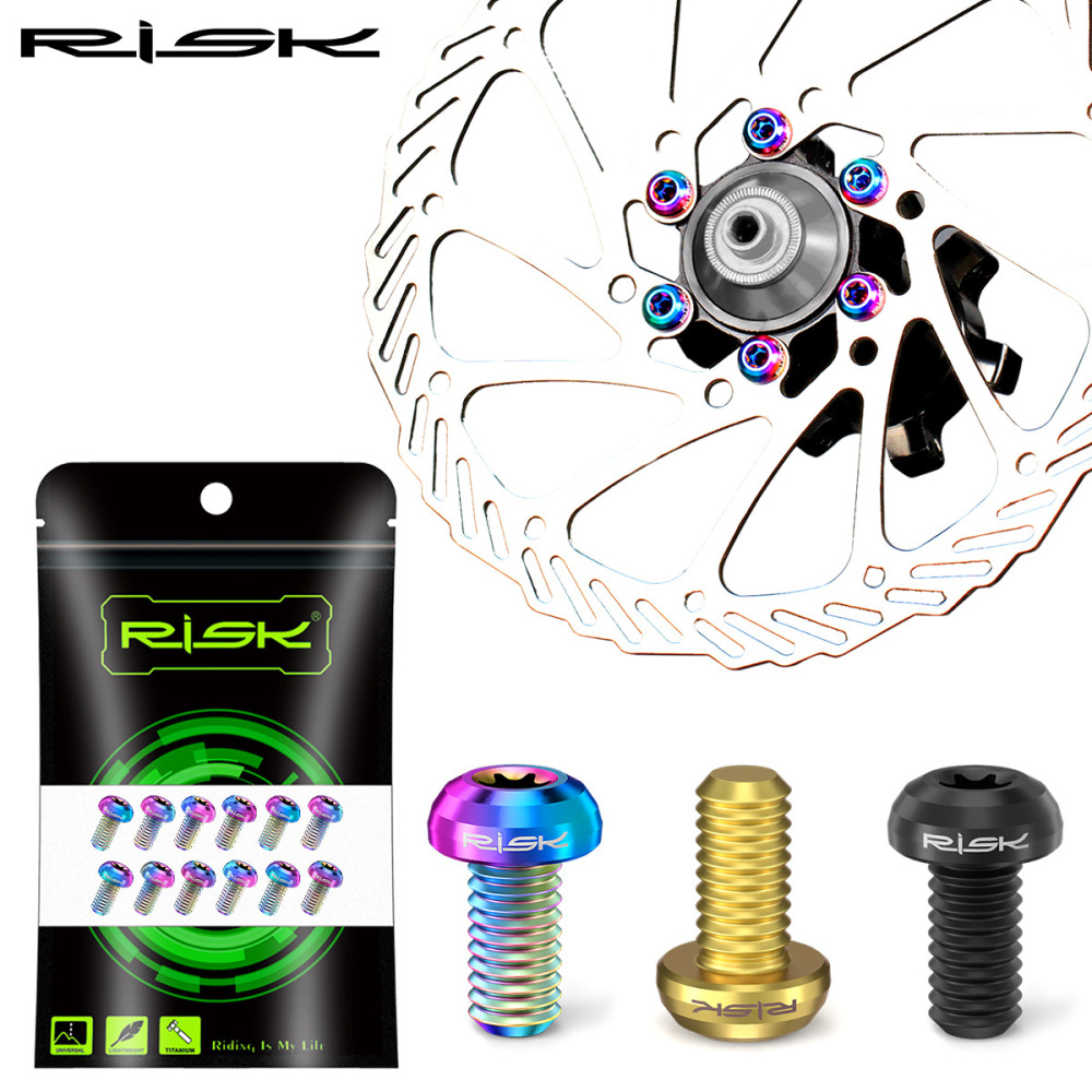 RISK Mountain Bike Titanium Alloy T25 Rotor Screws M5x10 for Disc Brake Rotor Fixation