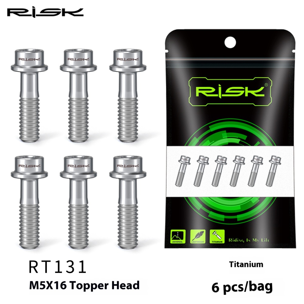 RISK M5x16/18mm Titanium Alloy Handlebar Stem Bolts for Mountain Bike Colorful Screws Button Head