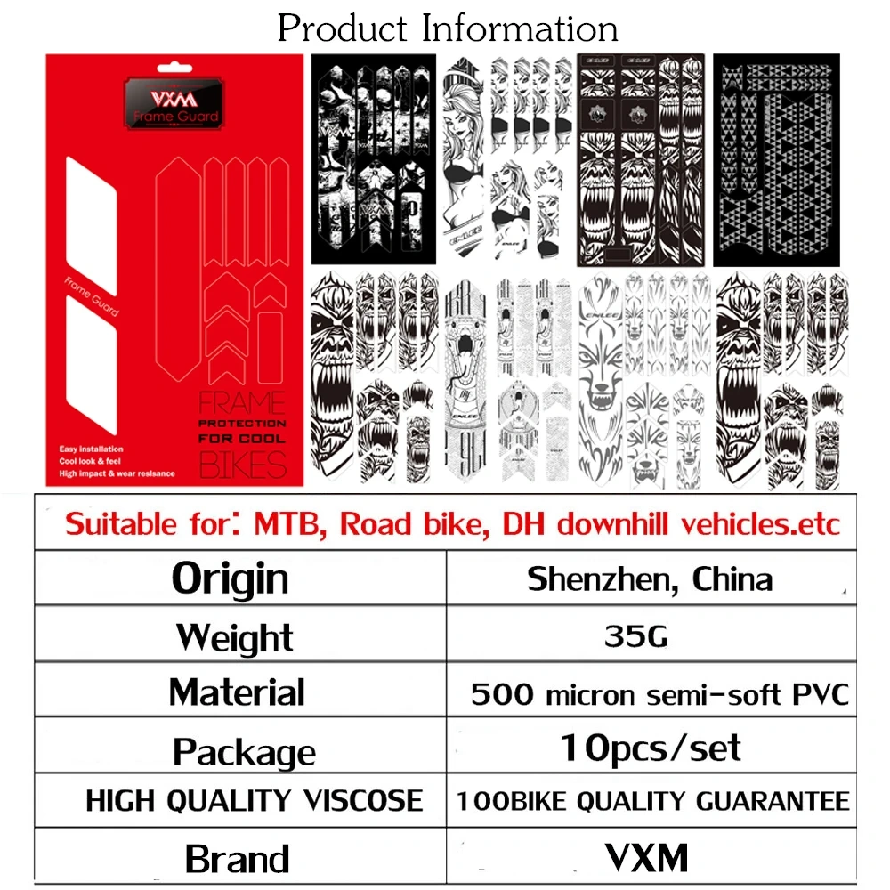 VXM 3D bicycle detachable stickers, road protection, car hood accessories, anti scratch frame protector, anti fall safety NEW