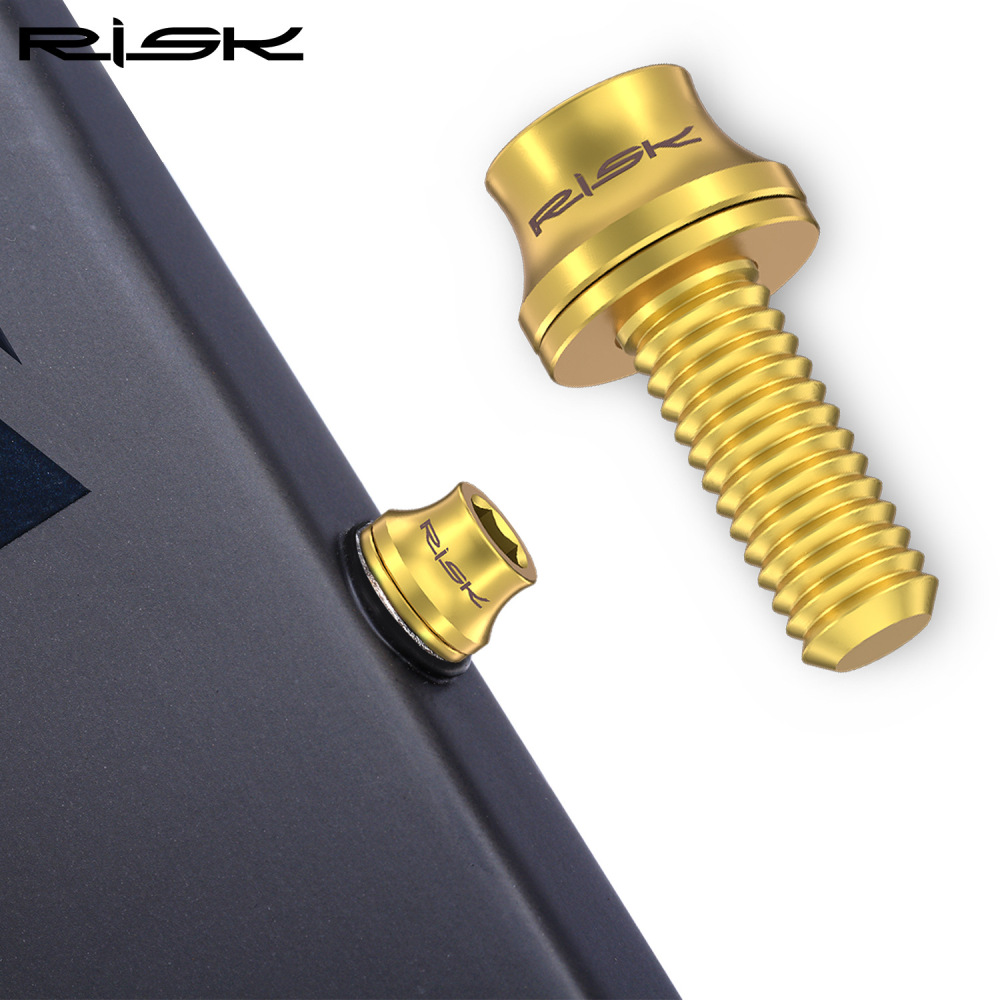 RISK Titanium Alloy Water Bottle Cage Mounting Screw M5x12mm with Washer for Mountain and Road Bikes