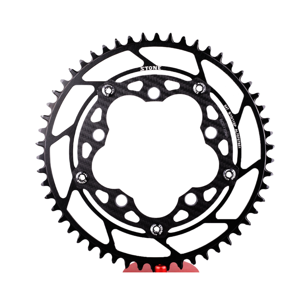 Stone Round Chainring 110BCD 5 Bolts 4mm Inner Offset Carbon fiber for Rotor Foce CX Sigeyi Xcadey QUARQ Bike 12s 12 Speed 110 BCD