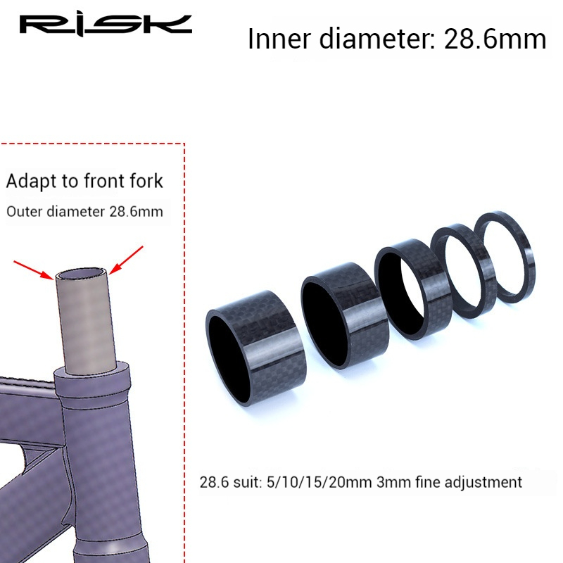 RISK Road Bike 28.6mm/31.8mm Fork Headset Carbon Fiber Washer OD2 Spacer Ring