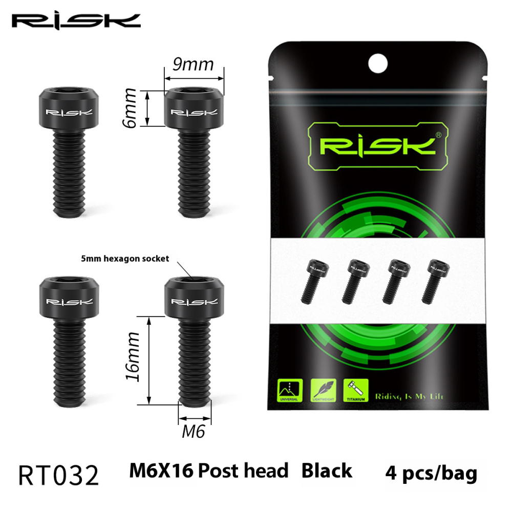 RISK M6x16/18/20 Mountain Bike Disc Brake Caliper Fixing Screws Titanium Alloy Brake Screws