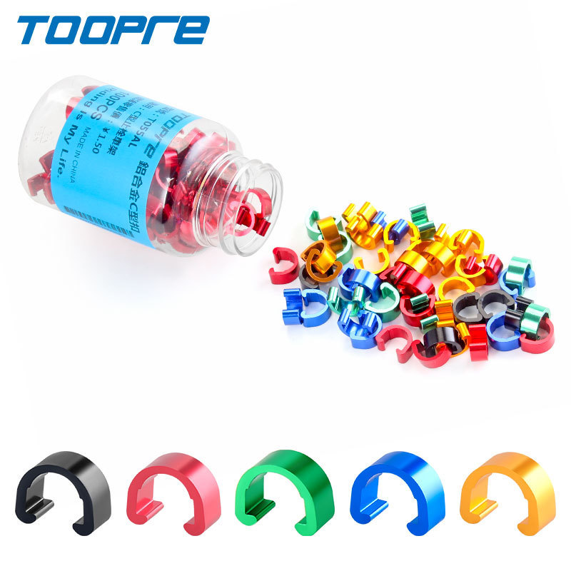TOOPRE Aluminum Alloy C-Clips for Mountain and Road Bikes, Gear Shift and Brake Cable Housing Clips