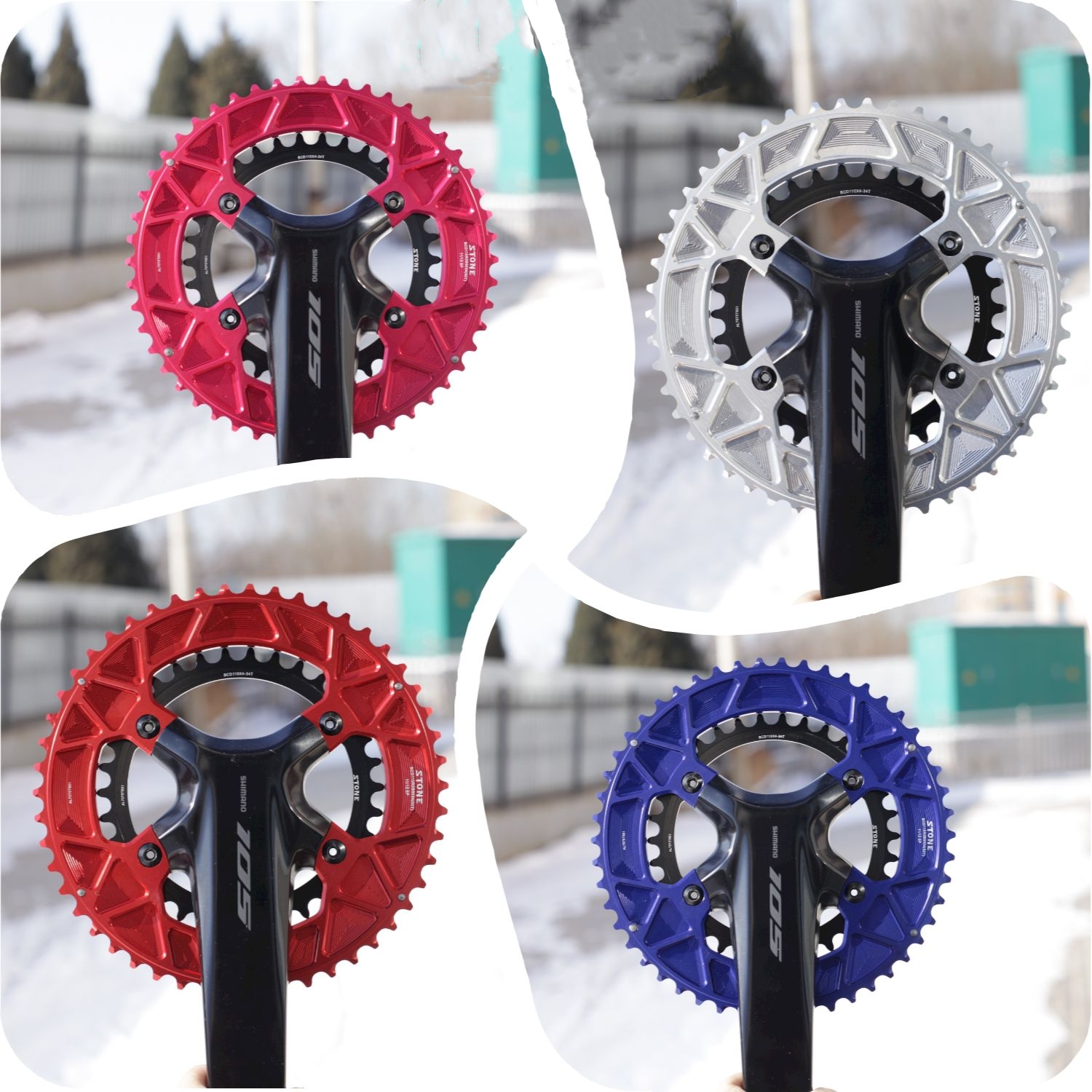 Stone 110bcd Round Double Chainring for Shimano 105 R7100 UT R8100