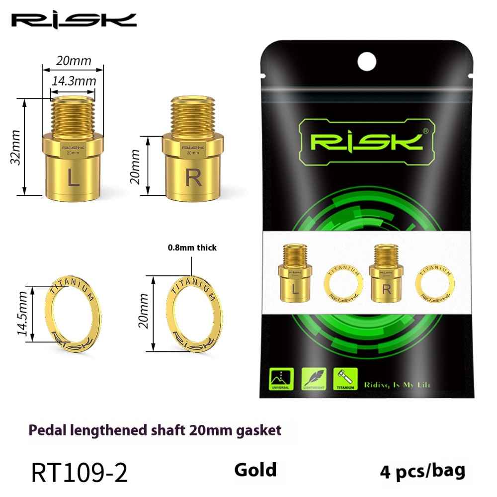 RISK Mountain Road Bike Pedal Extended Axle Core Lock Pedal Extender Axle Conversion Pedal Extension