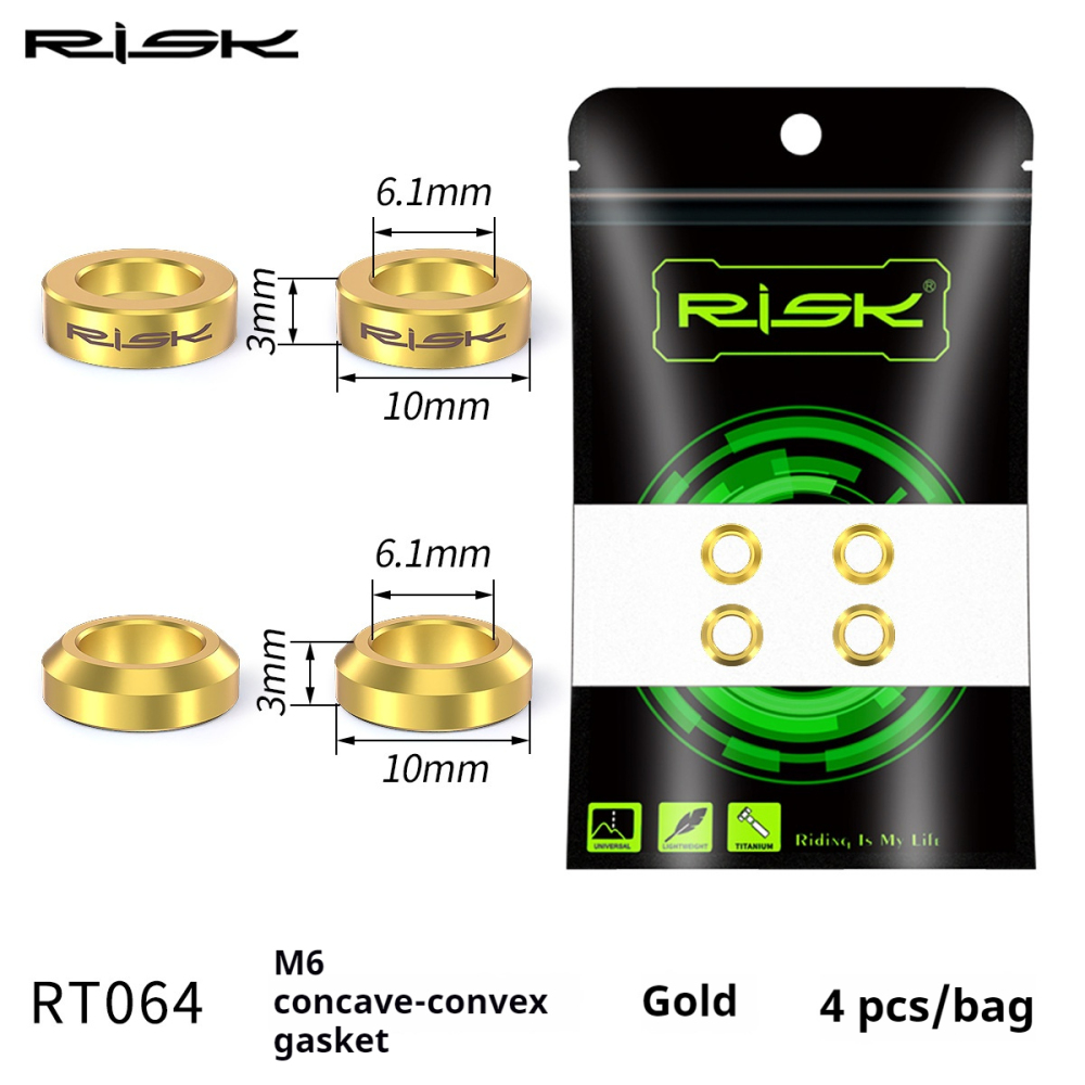 RISK Mountain and BMX Bike M6 Titanium Alloy Screws Concave-Convex Washers Brake Caliper XT Disc Brake Fixing XTR